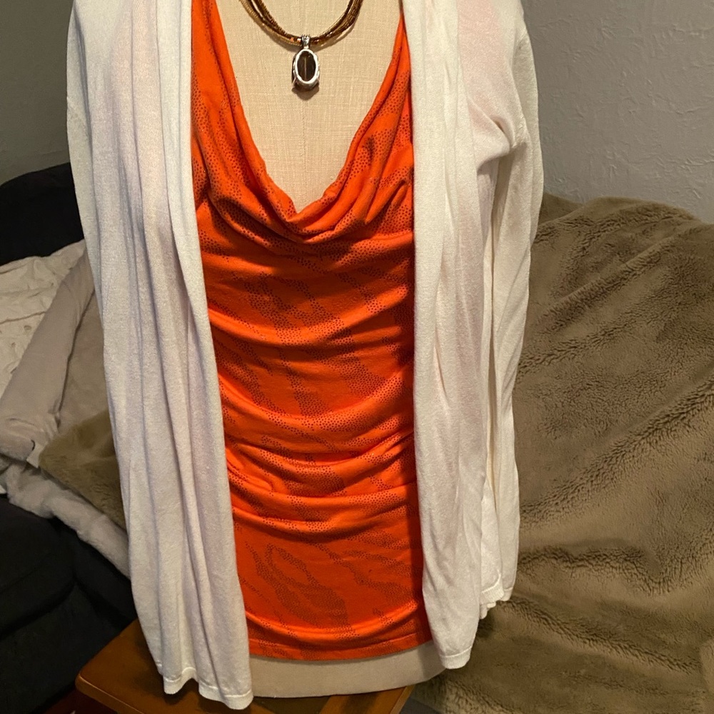 No button cardigan sheer summer fabric. Tank top listed separately.